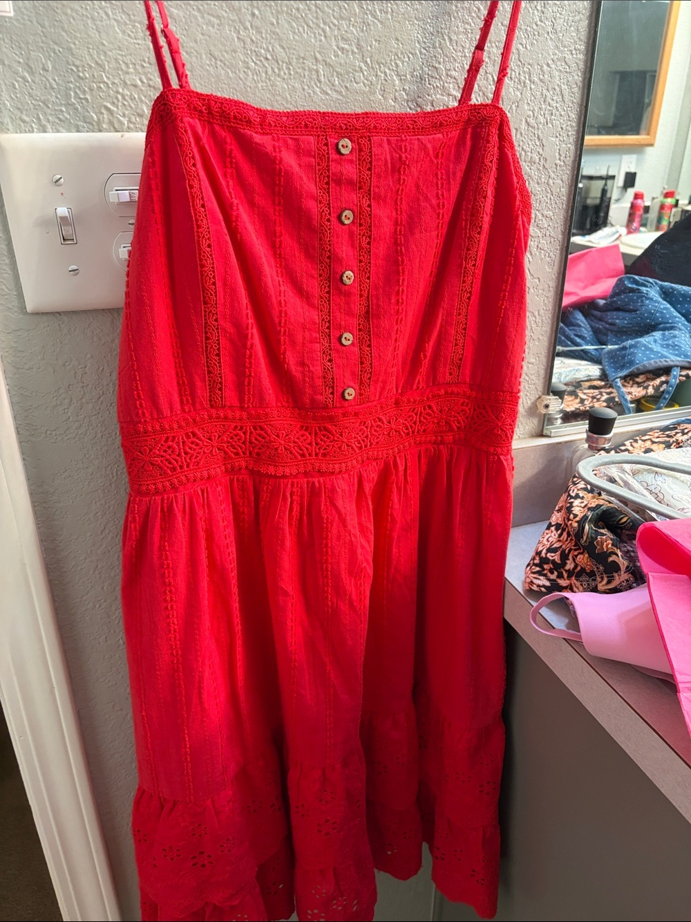 Miss Me Bright Red Elastic Waist Skirt